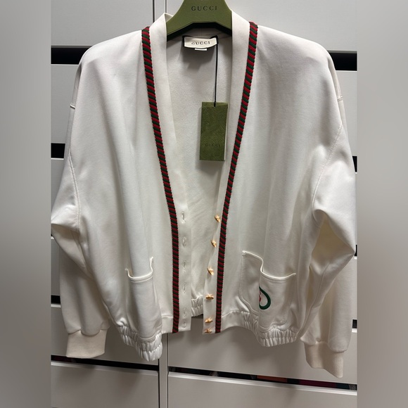 NWT Gucci GG Technical Jersey Cardigan in White - Picture 8 of 16